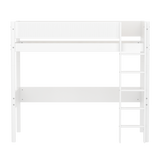 High Bed with Ladder and Safety Rail, 90x200 cm, White