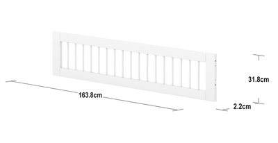 WHITE 3/4 Safety Rail with Crossbars, White