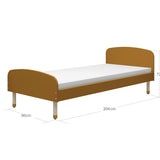 DOTS Einzelbett, 90x200 cm, Mustard