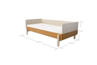 POPSICLE Cama individual, 90x200 cm, Roble/Cream