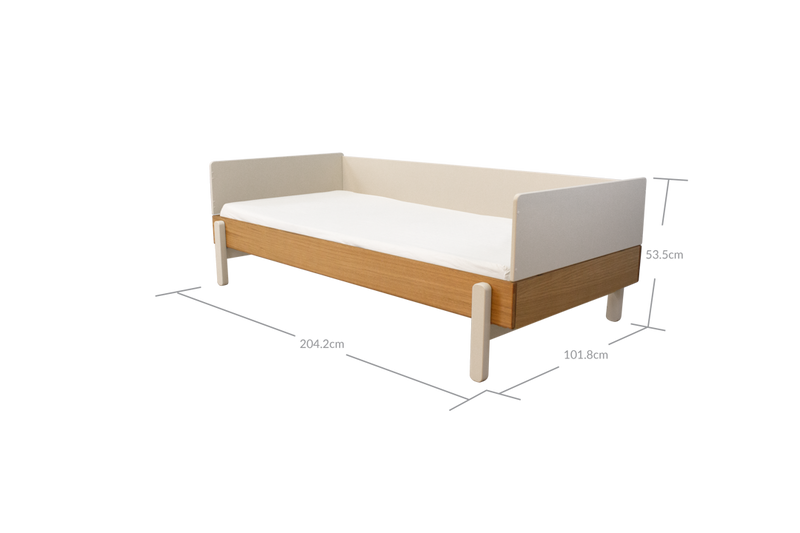 POPSICLE Single Bed, 90x200 cm, Oak/Cream