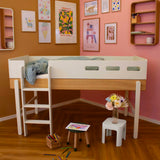 POPSICLE Mid-High Bed, 90x200 cm, Oak/Cream
