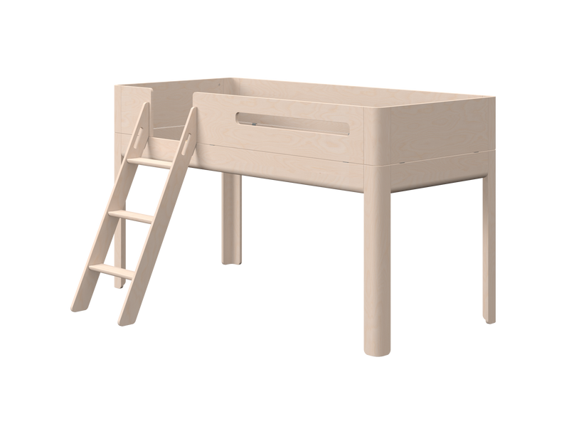 Mid-high bed with slanting ladder