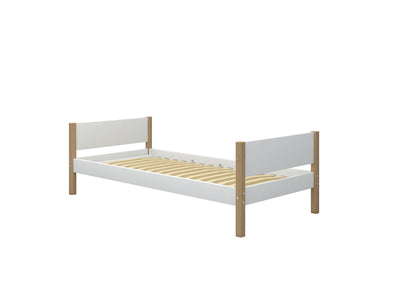 Single Bed, 90x200, White/Oak