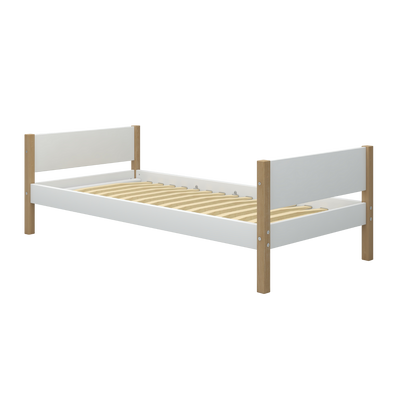 Single Bed, 90x200, White/Oak