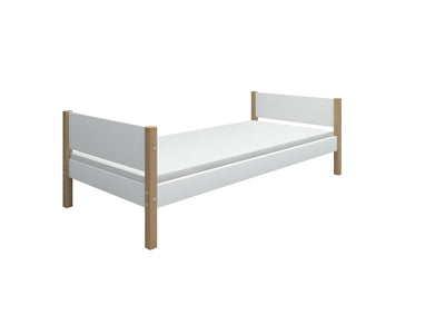 Single Bed, 90x200, White/Oak