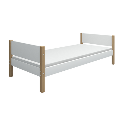 Single Bed, 90x200, White/Oak