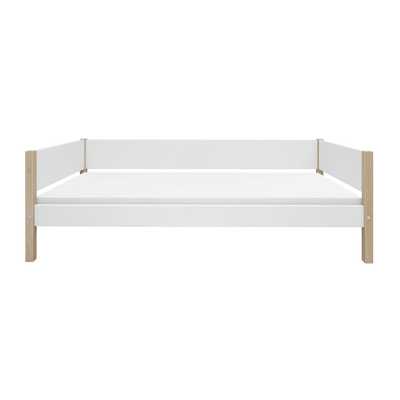 Single Bed with Safety Rail, 90x200 cm, White/Oak