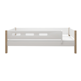 Single Bed with Safety Rail, 90x200 cm, White/Oak