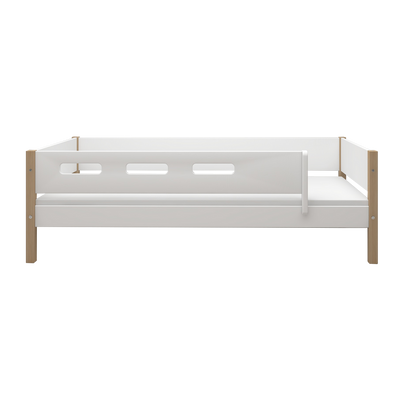 Single Bed with Safety Rails, 90x200 cm, White/Oak