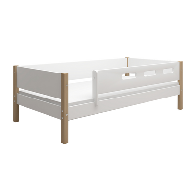 Single Bed with Safety Rails, 90x200 cm, White/Oak