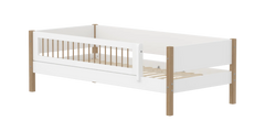 Single Bed with Safety Rail, 90x200 cm, White/Oak SINGLE_BED daybed-f-wht-w-front-safety-200x90cm-legs-crossbars-oak  flexa-com.myshopify.com