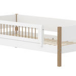 Single Bed with Safety Rail, 90x200 cm, White/Oak SINGLE_BED daybed-f-wht-w-front-safety-200x90cm-legs-crossbars-oak  flexa-com.myshopify.com