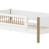 Single Bed with Safety Rail, 90x200 cm, White/Oak SINGLE_BED daybed-f-wht-w-front-safety-200x90cm-legs-crossbars-oak  flexa-com.myshopify.com