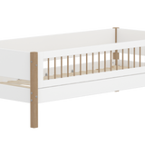 Single Bed with Safety Rail, 90x200 cm, White/Oak