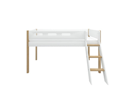 Mid-high bed w. slanting ladder