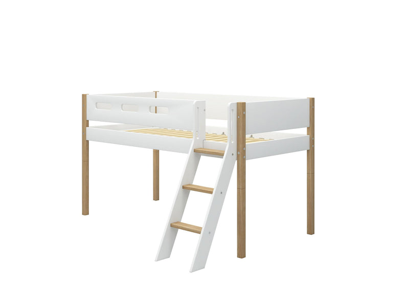 Mid-high bed w. slanting ladder