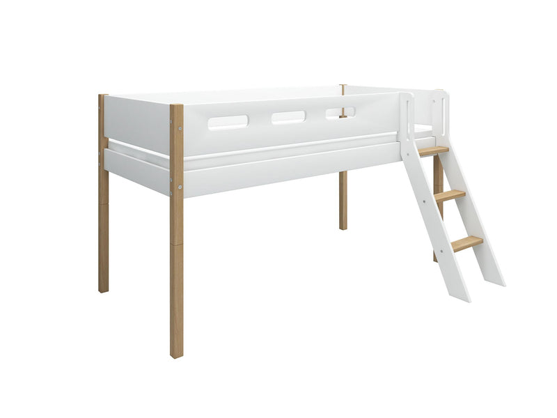 Mid-high bed w. slanting ladder