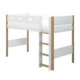 Lit haut 143 cm avec échelle et barrière de sécurité, 90x200 cm, Blanc/Chêne
