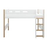 Lit haut 143 cm avec échelle et barrière de sécurité, 90x200 cm, Blanc/Chêne