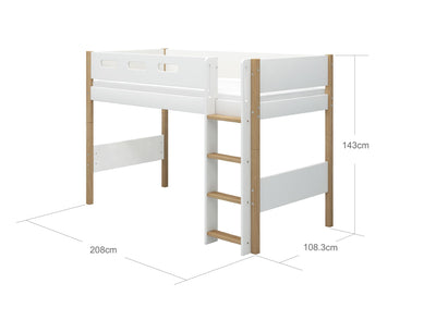 Semi-high bed w. straight ladder