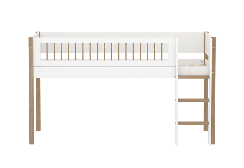 NOR Halfhoogslaper, 90x200 cm, Wit/Eiken