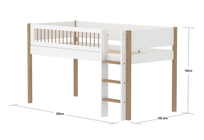 NOR Halfhoogslaper, 90x200 cm, Wit/Eiken