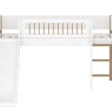 High Bed 120 cm with Slide, Ladder and Safety Rail, 90x200 cm, White/Oak MID_HIGH-BED midslp-slide-f-wht-200x90-legs-crossbars-oak-str-ladder  flexa-com.myshopify.com