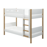 Bunk Bed with Straight Ladder and Safety Rail, 90x200 cm, White/Oak