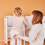Bunk Bed with Straight Ladder and Safety Rail, 90x200 cm, White/Oak