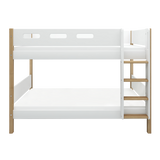 Bunk Bed with Straight Ladder and Safety Rail, 90x200 cm, White/Oak