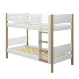 Bunk Bed with Straight Ladder and Safety Rail, 90x200 cm, White/Oak