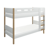 Bunk Bed with Straight Ladder and Safety Rail, 90x200 cm, White/Oak