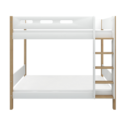 Bunk Bed with Extra Height, Straight Ladder and Safety Rail, 90x200 cm, White/Oak