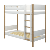 Bunk Bed with Extra Height, Ladder and Safety Rail, 90x200 cm, White/Oak