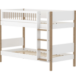 Bunk Bed 154 cm with Ladder and Safety Rail, 90x200 cm, White/Oak BUNKBED bunk-bed-f-wht-mdf-200x90-legs-crossbars-oak  flexa-com.myshopify.com