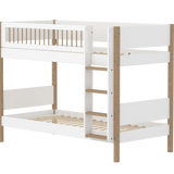 Bunk Bed 154 cm with Ladder and Safety Rail, 90x200 cm, White/Oak BUNKBED bunk-bed-f-wht-mdf-200x90-legs-crossbars-oak  flexa-com.myshopify.com
