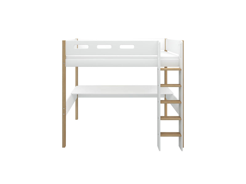 High bed w. straight ladder and desk