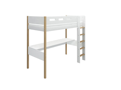 High bed w. straight ladder and desk