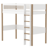 Hochbett 184 cm mit Leiter und Absturzsicherung, 90x200 cm, Weiß/Eiche