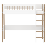 Hochbett 184 cm mit Leiter und Absturzsicherung, 90x200 cm, Weiß/Eiche