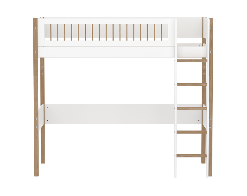 High bed with straight ladder