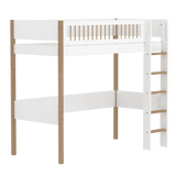 Hochbett 184 cm mit Leiter und Absturzsicherung, 90x200 cm, Weiß/Eiche