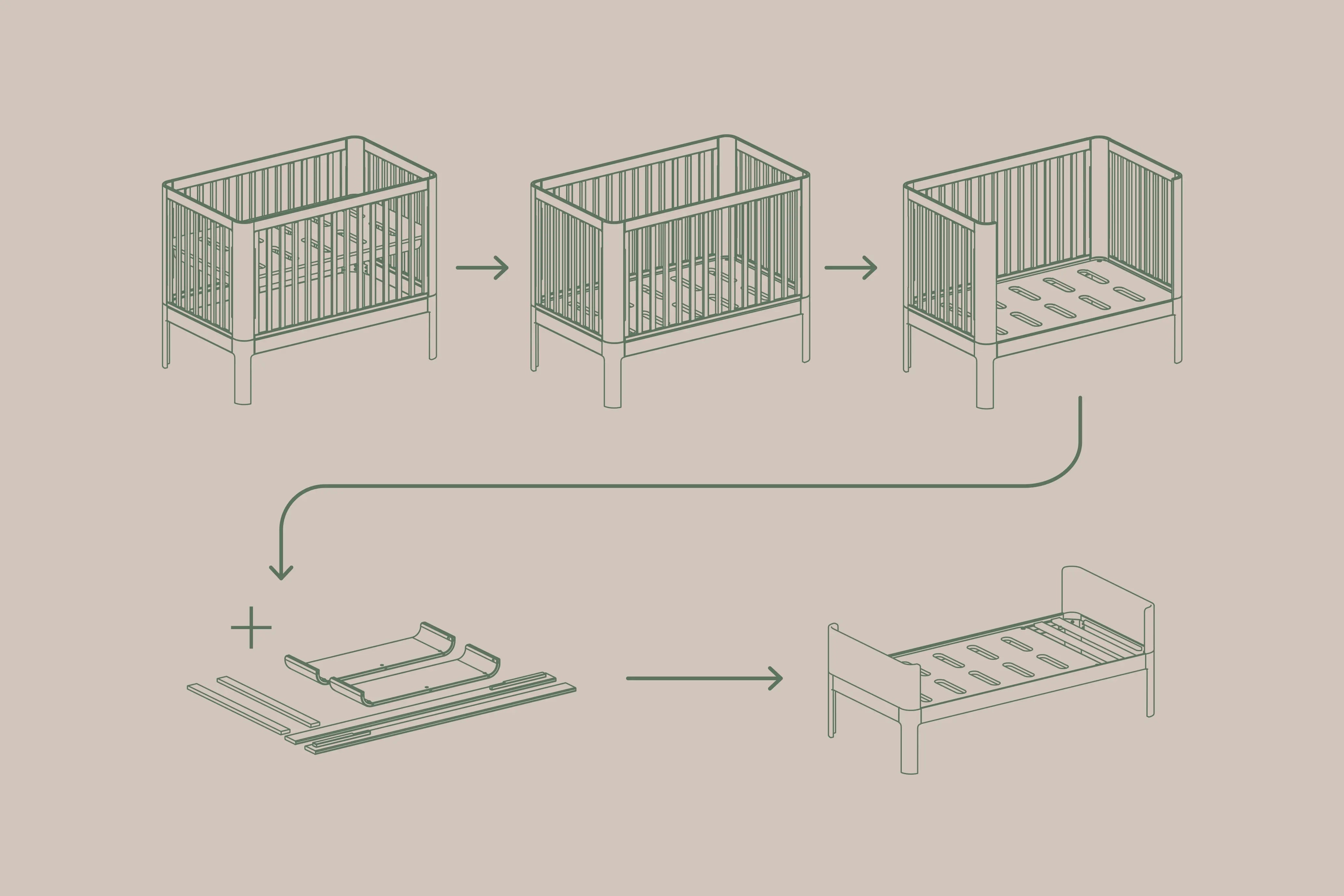 Conversion Kit from Baby to Junior Bed, NOVA 70x150 cm, Oak COLLI junior-bed-parts-oak  flexa-com.myshopify.com