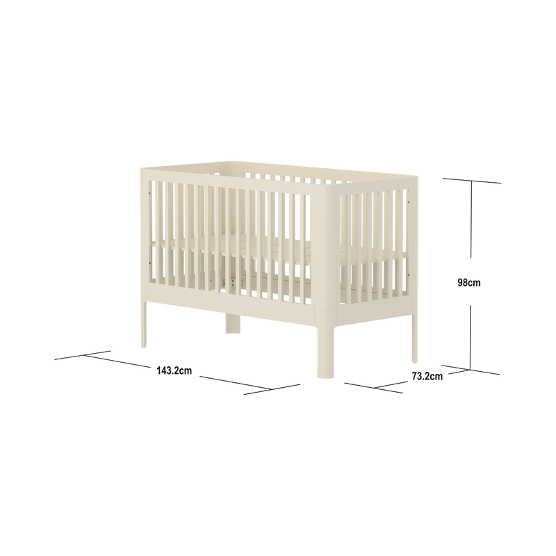 NOVA Babybed, Cream, 140x70 cm