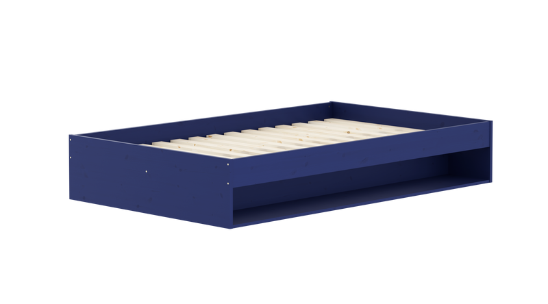 GROW Doppelbett mit Regal, 120x200 cm, Kiefernholz, Sapphire Blue