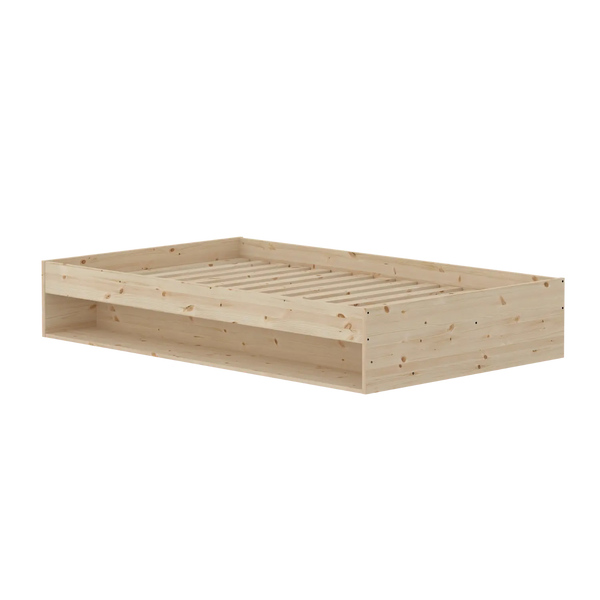 Double Bed with Shelf, 120x200 cm, Pine – FLEXA