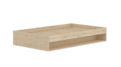 Double Bed with Shelf, 120x200 cm, Pine