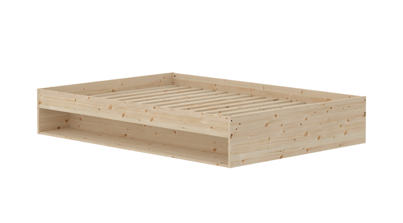 GROW Tweepersoonsbed met plank, 140x200 cm, Dennenhout