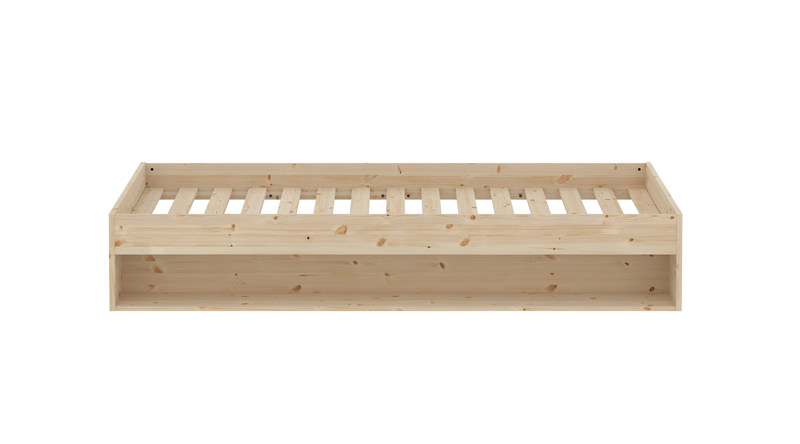 GROW Tweepersoonsbed met plank, 140x200 cm, Dennenhout